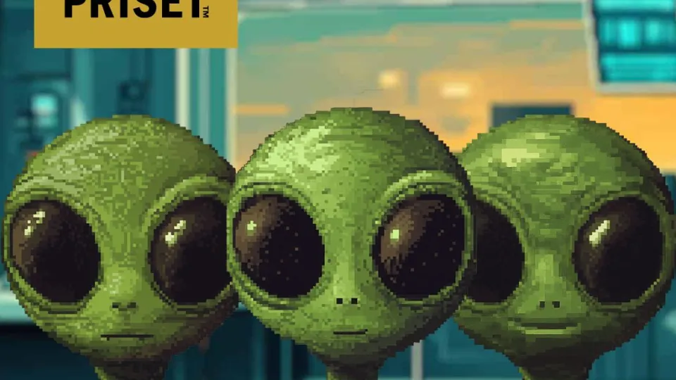 tre gröna rymdvarelser